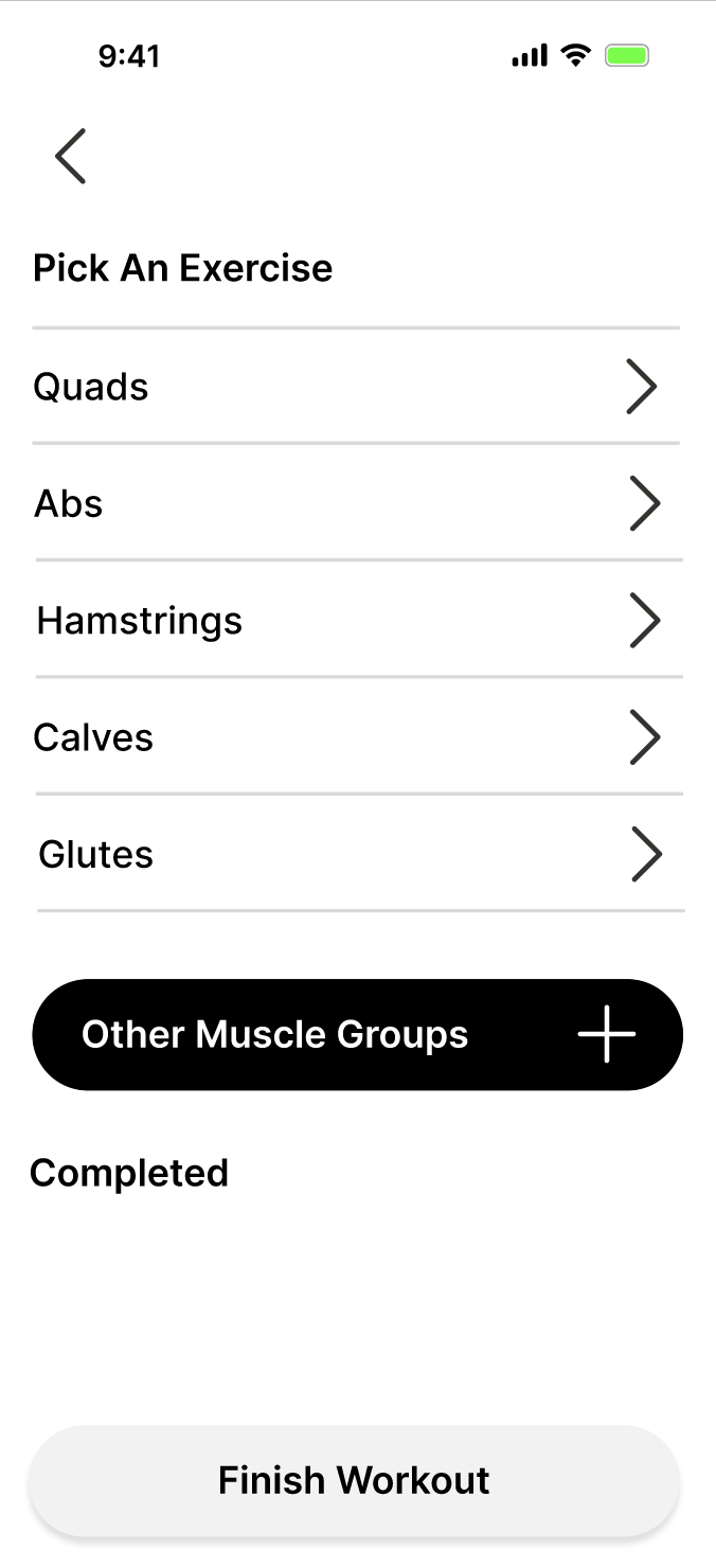 Workout builder flow step 1